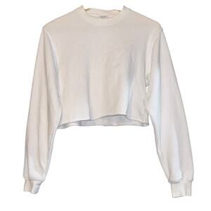 Aritzia Tna Airy Cropped Fleece Sweatshirt White Women's 2XS Oversized Old Money